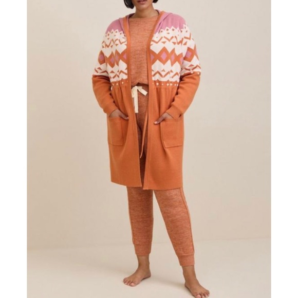 🆕 Plush Anorak Hooded Cinch Waist Sweater 3/3X 22 24 NWT Torrid New Orange Pink - Picture 3 of 5